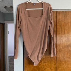 Square Neck Long Sleeve Bodysuit | Old Navy Tan